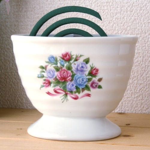 蚊取り線香ホルダー 陶器製 ローズ