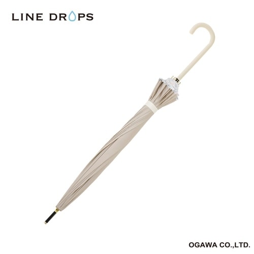 雨傘 長傘 LINEDROPS 16本骨 ベージュ