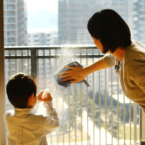 ふきん ニットクロス 掃除 水だけで簡単 ブルー