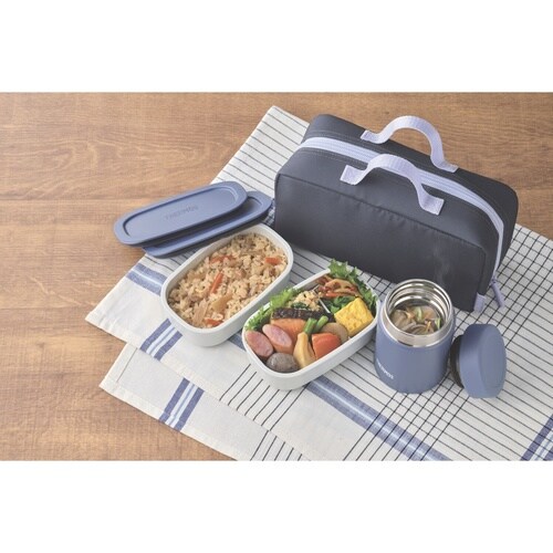 サーモス 弁当箱セット 800ml グレーネイビー
