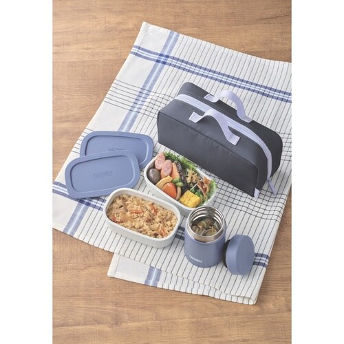 サーモス 弁当箱セット 800ml グレーネイビー