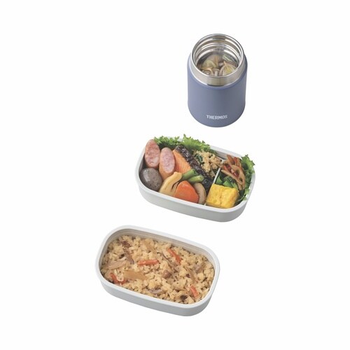 サーモス 弁当箱セット 800ml グレーネイビー