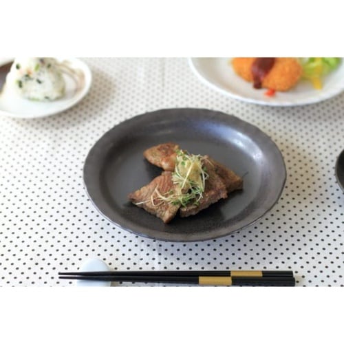 皿 7寸 大皿 黒茶 日本製