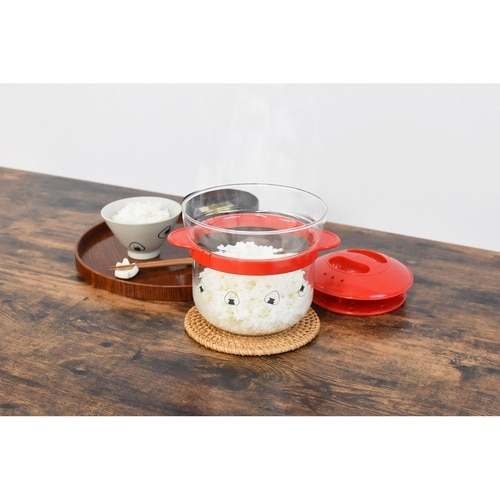 電子レンジ用炊飯器 1から2合 レッド