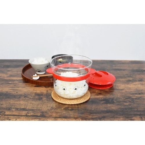 電子レンジ用炊飯器 1から2合 レッド