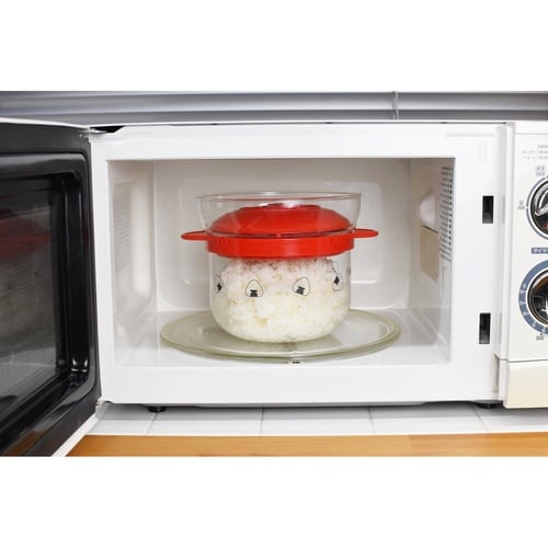 電子レンジ用炊飯器 1から2合 レッド