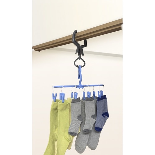 部屋干しクリップ 回転式 室内干し ライトグレー