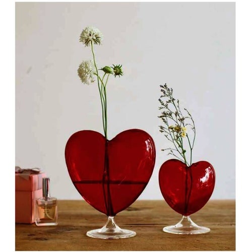 花瓶 ガラスハートフラワーベース S