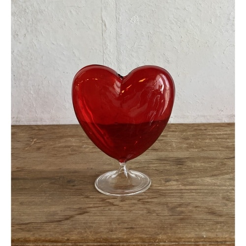 花瓶 ガラスハートフラワーベース L