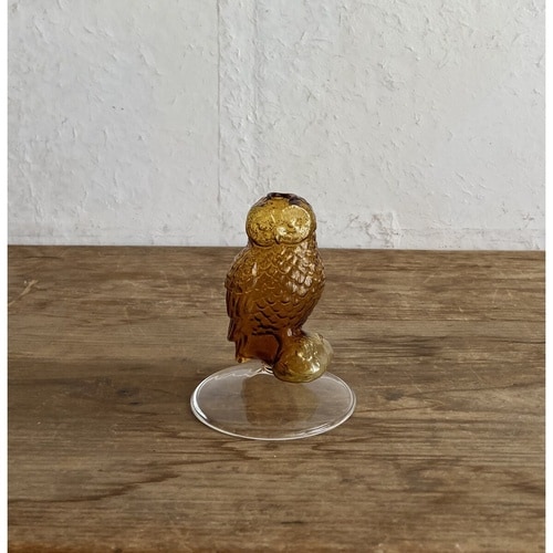 花瓶 ガラス フクロウベース ブラウン