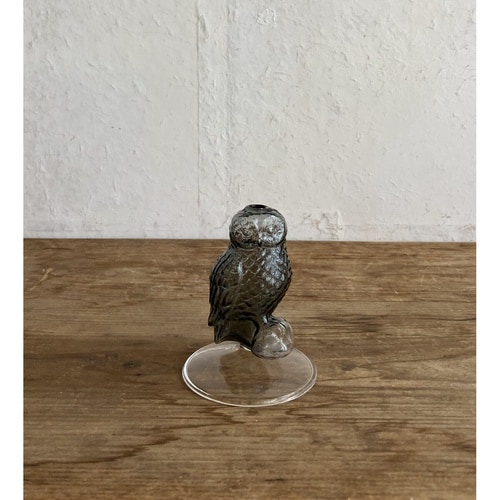 花瓶 ガラス フクロウベース グレー