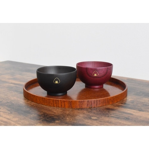 茶碗 ぎゅっとおにぎりさん 木製 汁椀 赤