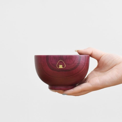 茶碗 ぎゅっとおにぎりさん 木製 汁椀 赤