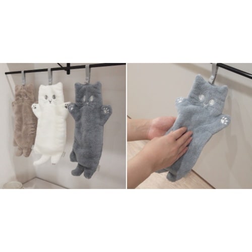 ハンドタオル にゃふにゃふ グレー