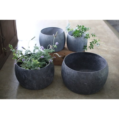 植木鉢 ブリキプランター ラウンド M