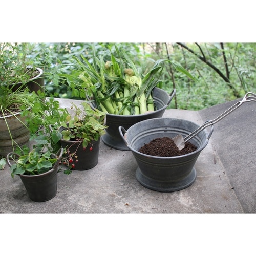 植木鉢 ブリキハンドルポット S