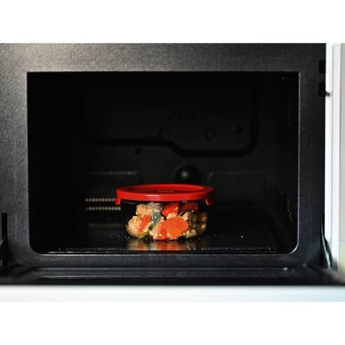 ハリオ 保存容器 耐熱ガラス 丸 3個入り レッド