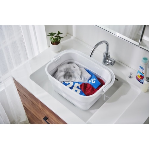 バケツ 折りたためる つけ置き洗いバケツ ホワイト