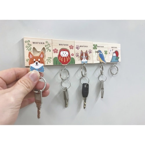 キーホルダー マグネットキーホルダー ひのき ネコ