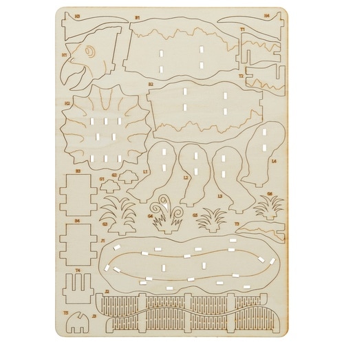 ペンスタンド 天然木 色塗り 恐竜 トリケラトプス