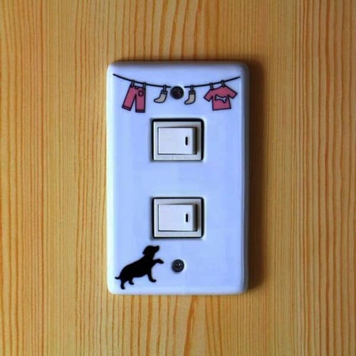 スイッチカバー ピンク ドッグ2穴