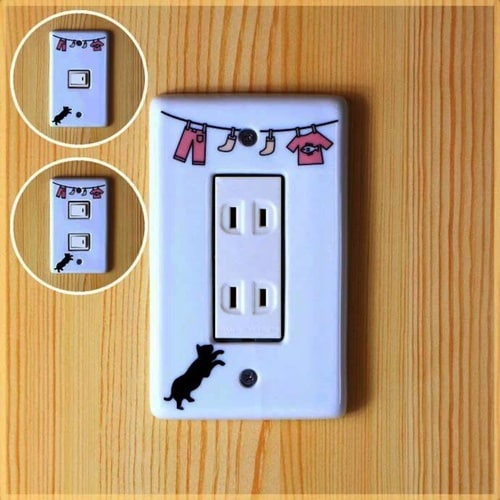 スイッチカバー ピンク キャット2穴