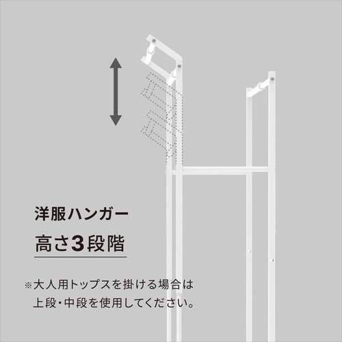 ハンガーラック クローゼット 3連 縦横