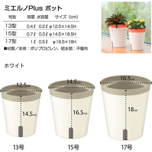 ミエルノPlus ポット 17型N W