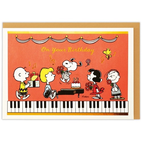 お誕生祝いカード立体スヌーピーグランドピアノ×6