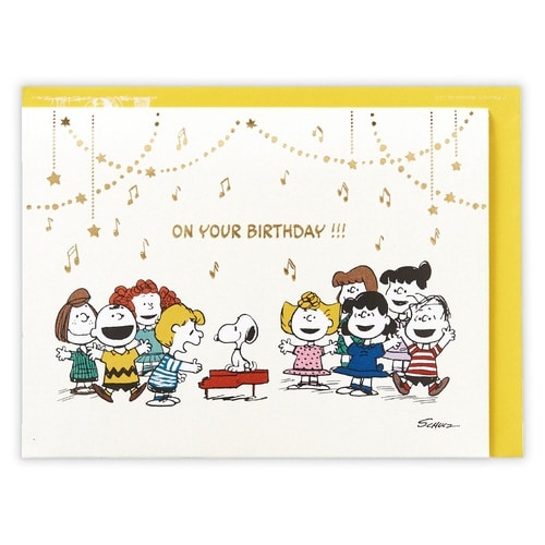 お誕生祝いカード立体スヌーピーピアノの上で×6