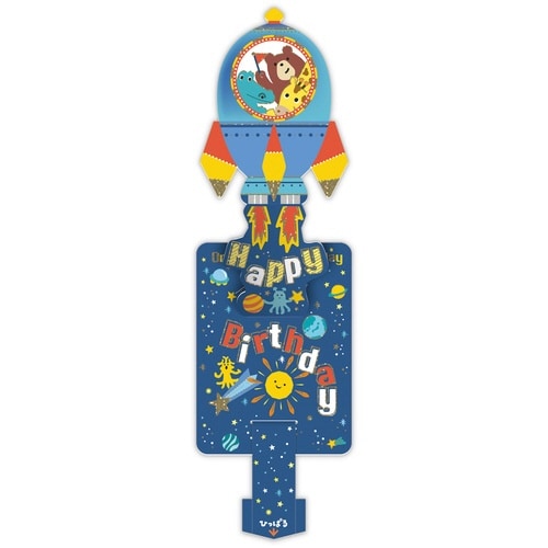 お誕生祝カード立体ロケットひっぱるバースデー×6