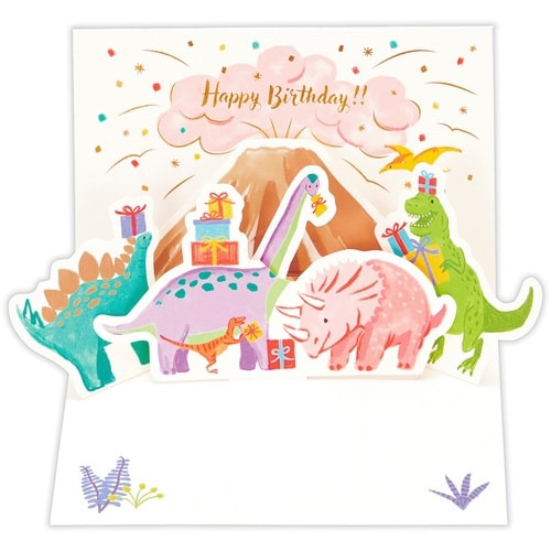 お誕生祝いカード立体恐竜バースデー×6