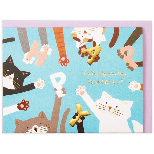 お誕生祝いカード立体ゆるアニマルねこ×6