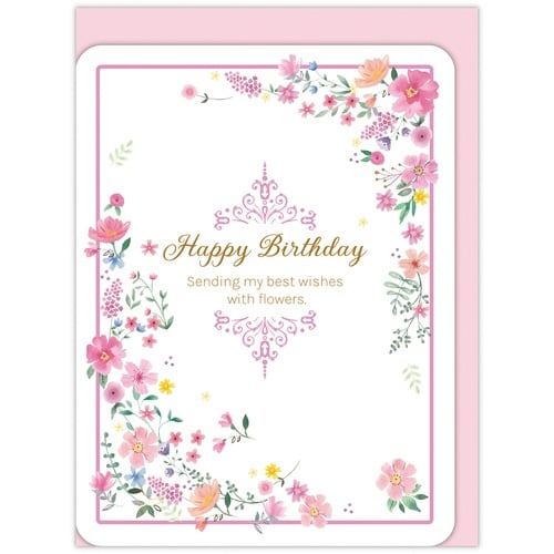 お誕生祝いカード立体リース花×6