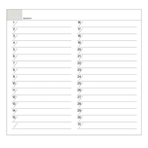 HP 月間予定表1 横罫タイプ×30