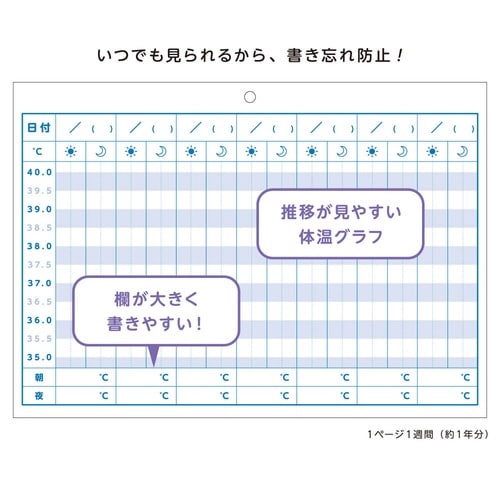 壁にかけられる体温記録 B5×9