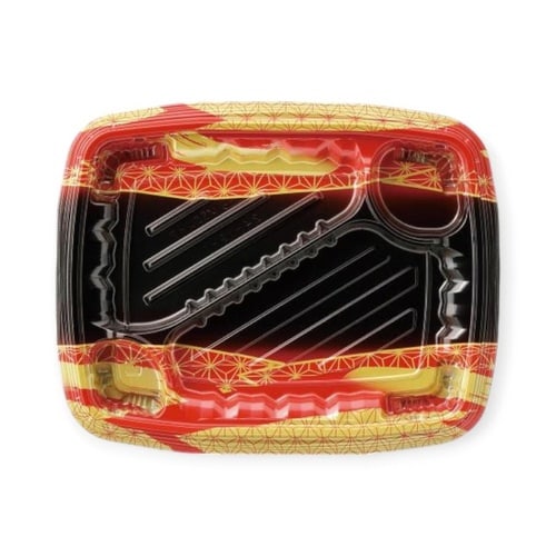 弁当容器MSDレイア24−19−1麻おり赤×12