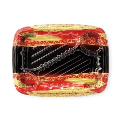 弁当容器MSDレイア24−18−3麻おり赤×12