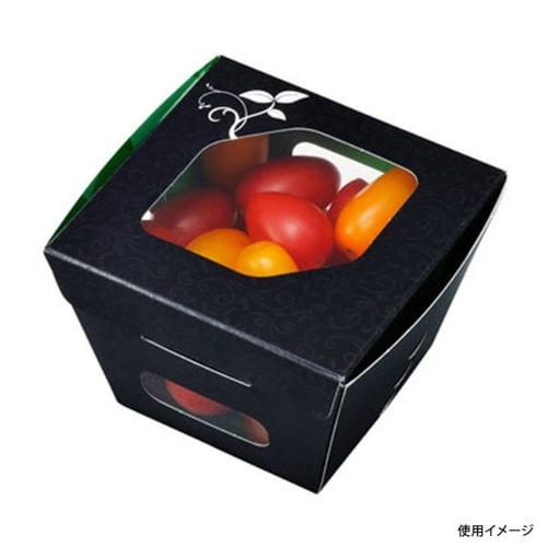 フルーツ容器紙ベジ80角黒FMSチューパ×12