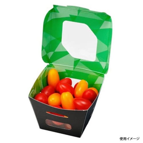 フルーツ容器紙ベジ80角黒FMSチューパ×12