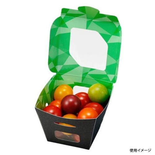 フルーツ容器紙ベジ85角黒FMSチューパ×12