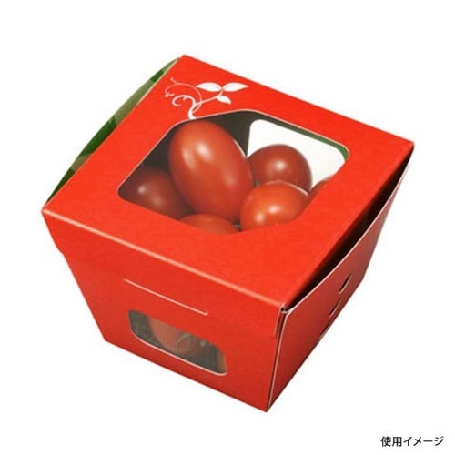 フルーツ容器紙ベジ85角赤FMSチューパ×12