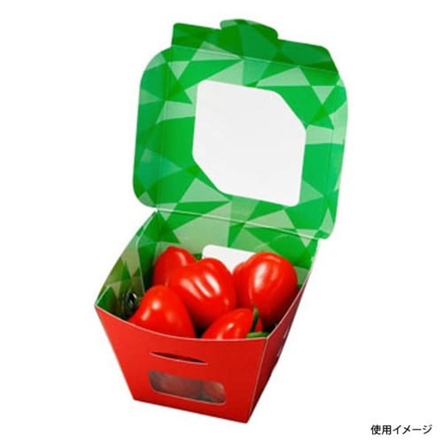 フルーツ容器紙ベジ90角赤FMSチューパ×12