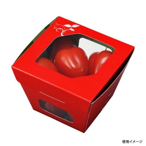 フルーツ容器紙ベジ90角赤FMSチューパ×12