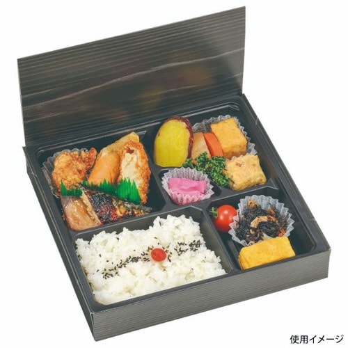 仕出し弁当容器折蓋75−75黒木目チューパ×6