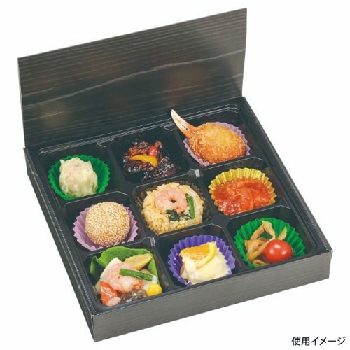 仕出し弁当容器折蓋80−80黒木目チューパ×6