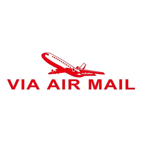 印鑑 英語 航空便2 (赤) 回転印