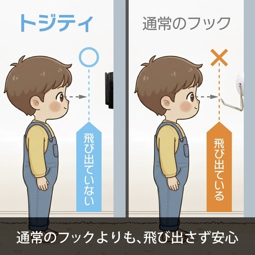 超強力マグネットフック トジティ L 黒