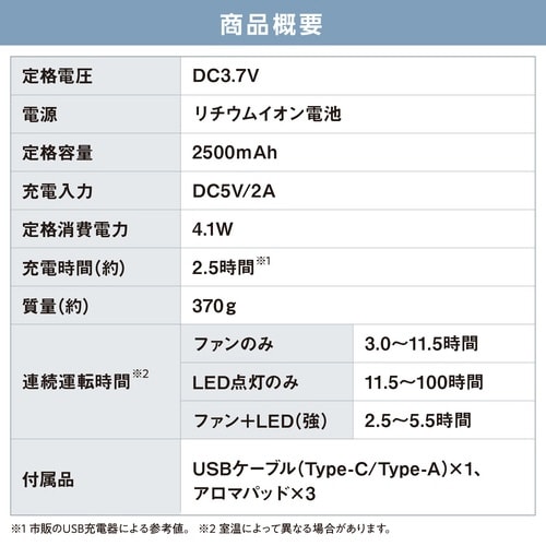 ポータブルファン クリップ式 ホワイト