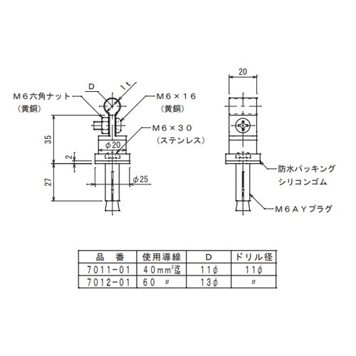 銅線取付金物 7012−01